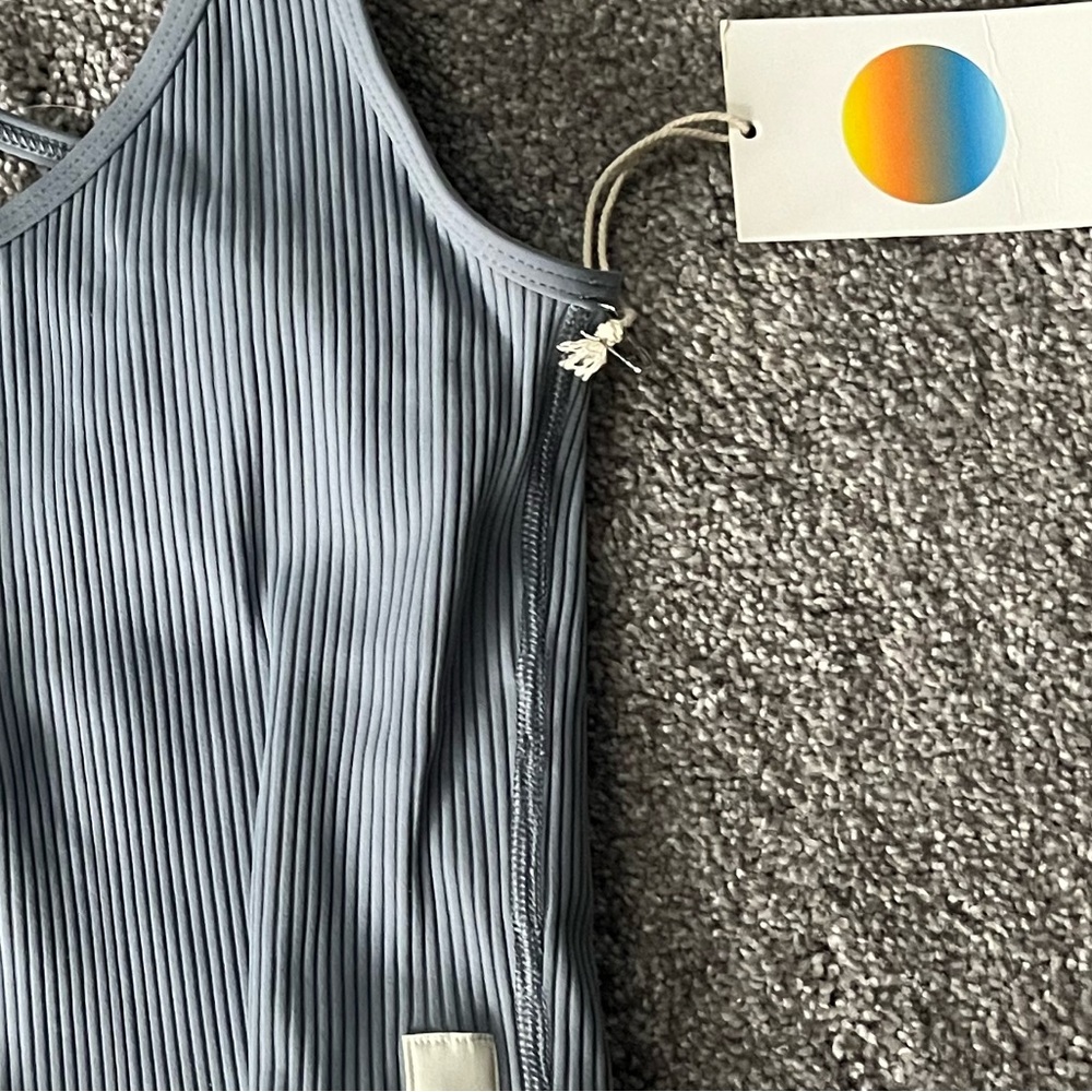 Vuori Light Blue Ribbed Sports Bra